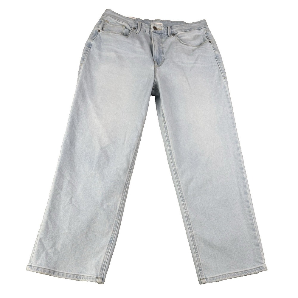 Good American Women's Blue Jeans 14 Denim Straight Leg Stretch Chic